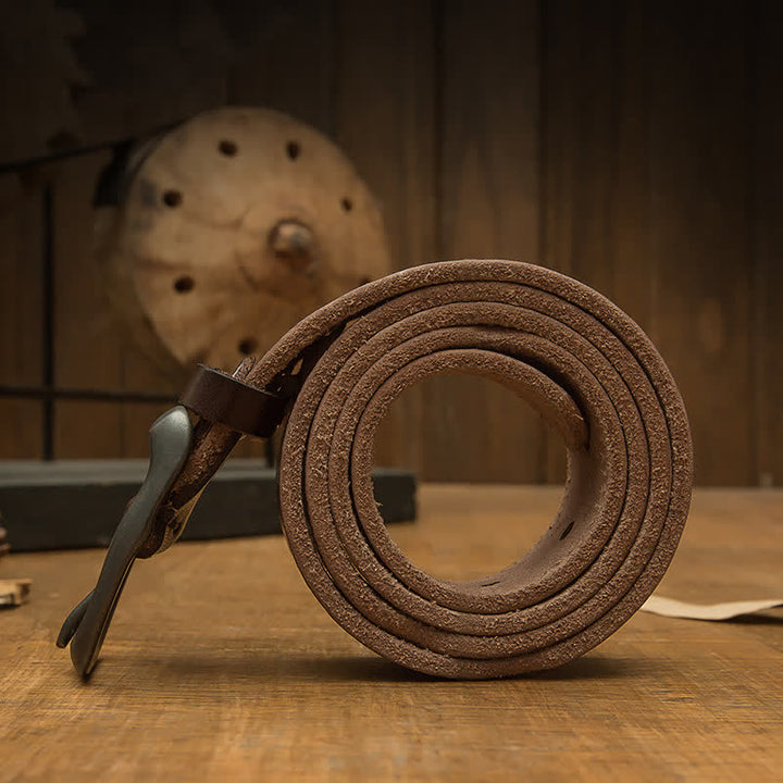Men's Retro Handmade Trousers Leather Belt - image 2