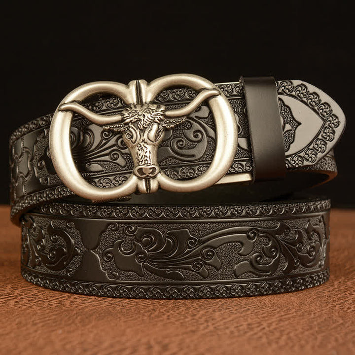 Men's Bull Head Buckle Leather Belt