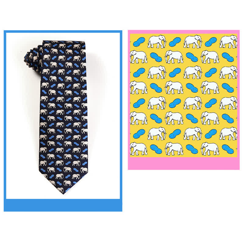 Men's Dancing Animal Motifs Pure Silk Necktie