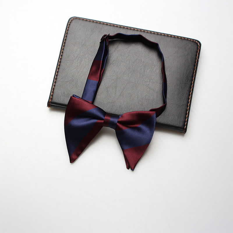 Men's College Striped Oversized Pointed Bow Tie - Red & Navy - image 3