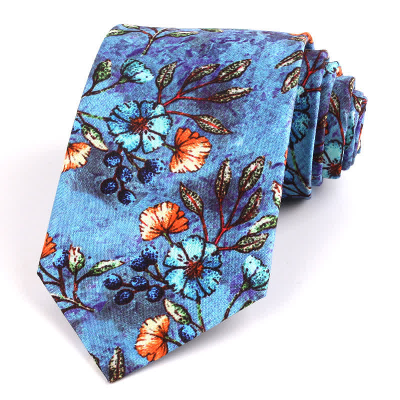 Men's Bright Art Floral Painting Necktie