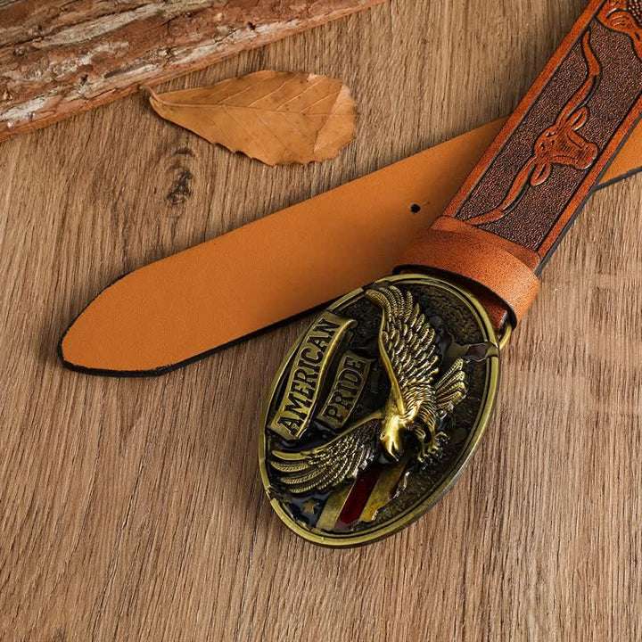 Men's American Pride Bald Eagle Leather Belt