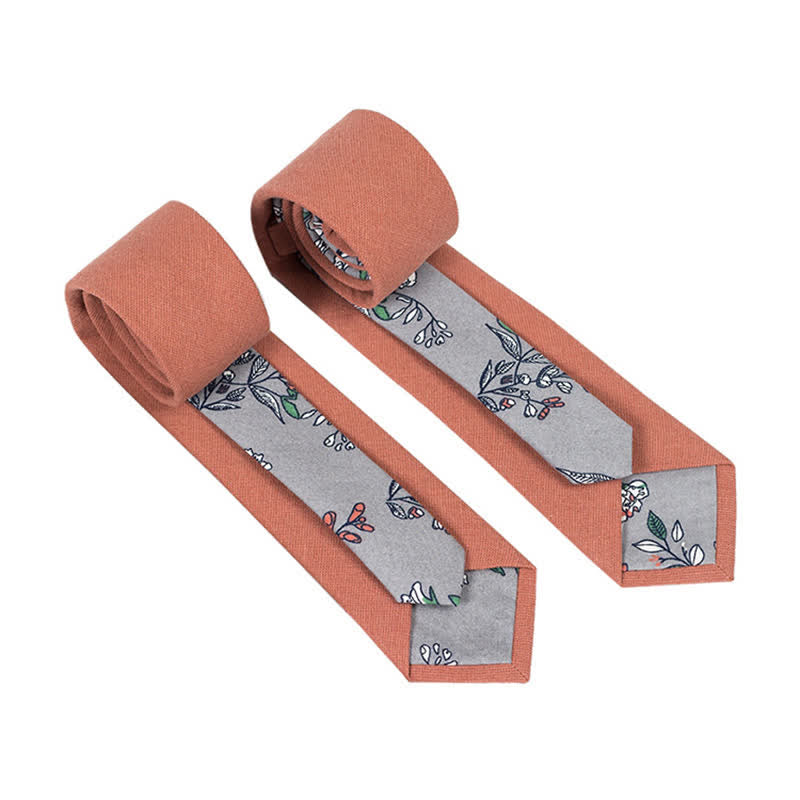 Men's Novel Plaid Floral Patchwork Necktie - Salmon - image 11