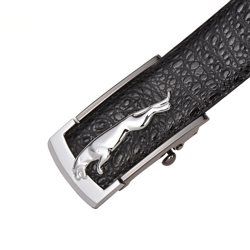 Men's Leopard Automatic Buckle Alligator Pattern Leather Belt