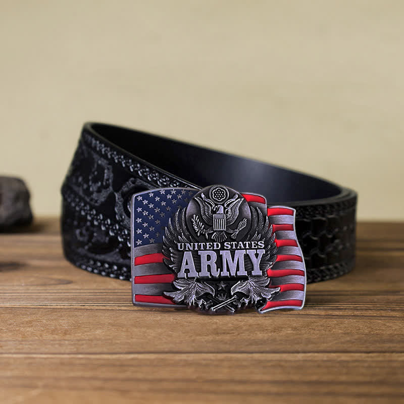 Men's DIY United States Army Buckle Leather Belt