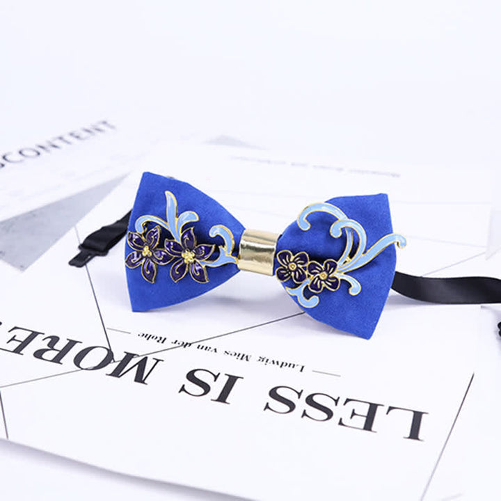 Men's Enamel Flowers Leaves Decor Bow Tie