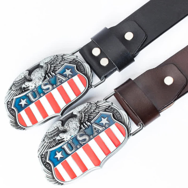 Men's Personality USA Flag Flying Eagle Leather Belt