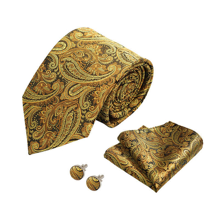 3Pcs Men's Classic Paisley Floral Necktie Set