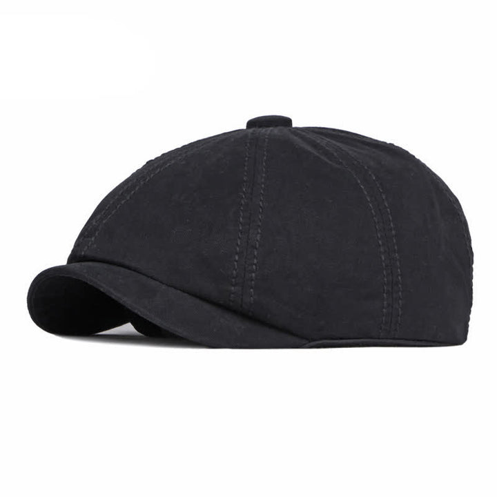 Casual Solid Color Cotton Daily Beret Cap - Black - Adjustable (about 21 5/8"-23 5/8") - image 10