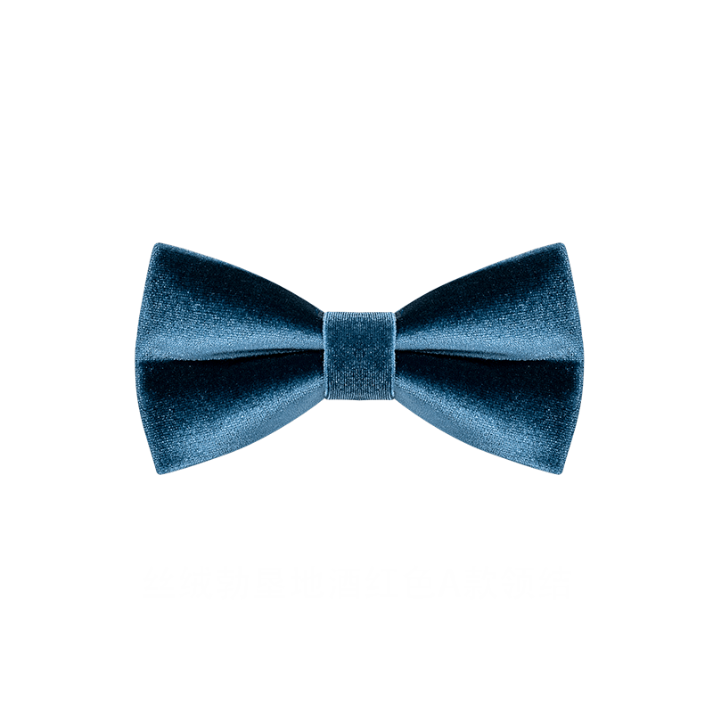 Men's Sax Blue Solid Color Velvet Bow Tie