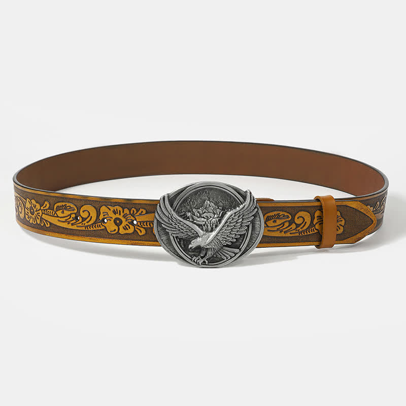 Men's Cool Eagle Wing Embossed Leather Belt