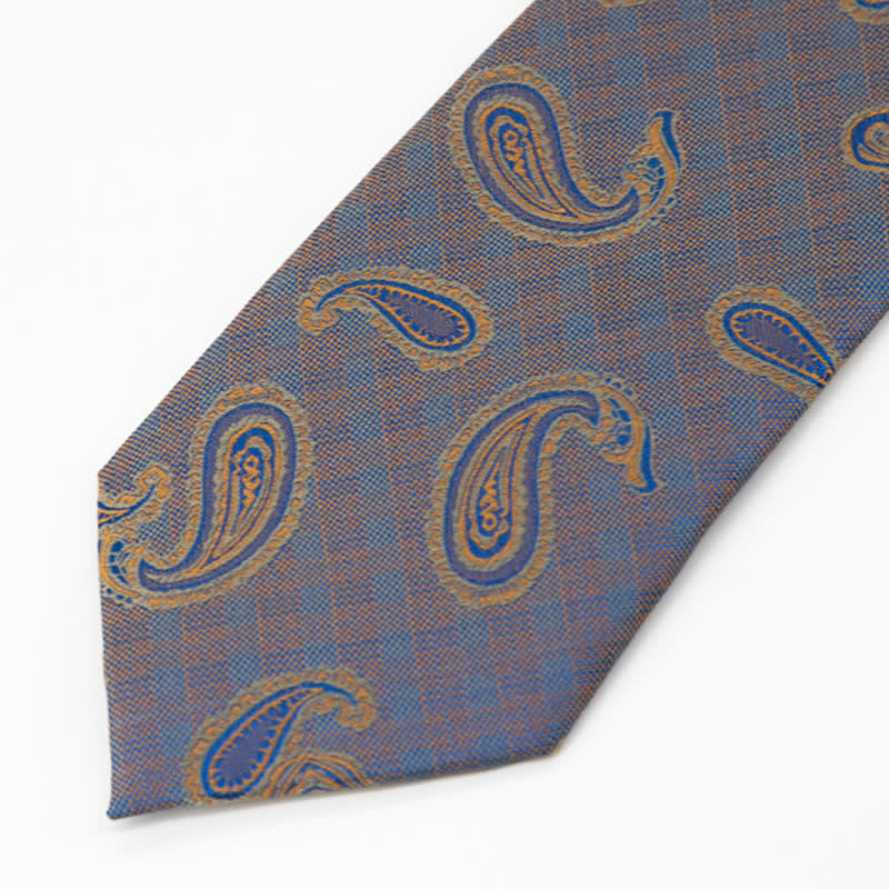 Men's Kaleidoscope Blue & Gold Paisley Necktie - image 2