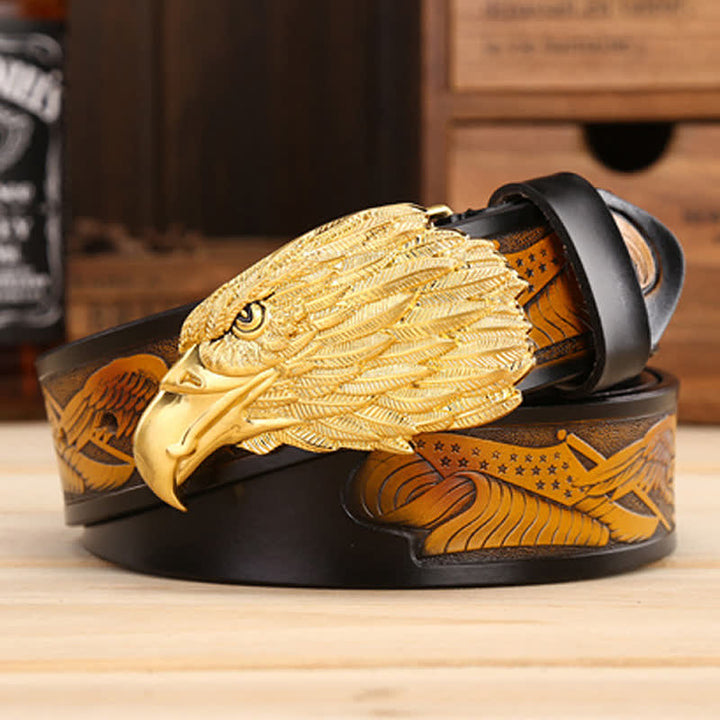 Men's Sharp Eyes 3D Vulture Head Eagle Buckle Leather Belt