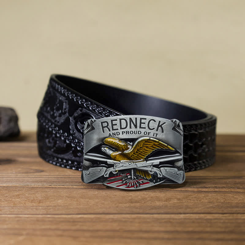 Men's DIY Redneck Enameled Eagle Buckle Leather Belt