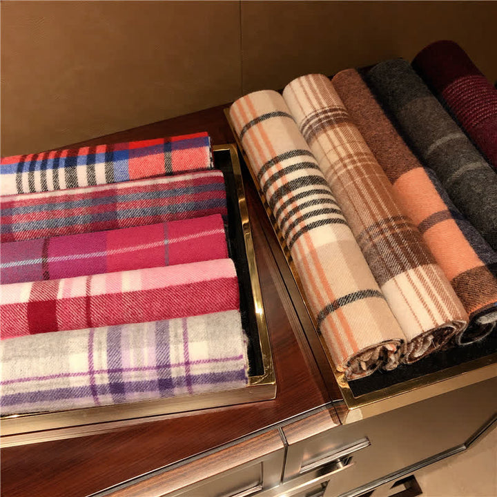 Unisex Lamb Edinburgh Big Warm Plaid Scarf - image 6