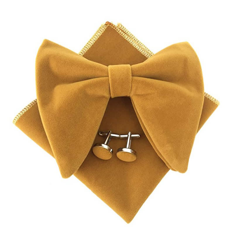 3Pcs Men's Velvet Oversized Pointed Bow Tie Set