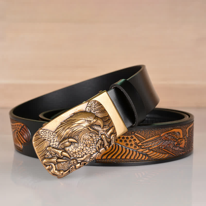 Men's Mighty Eagle Sharp Claw Automatic Buckle Leather Belt