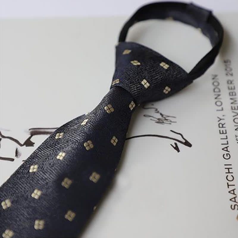 Men's Garden Motif Embroidery Zipper Necktie