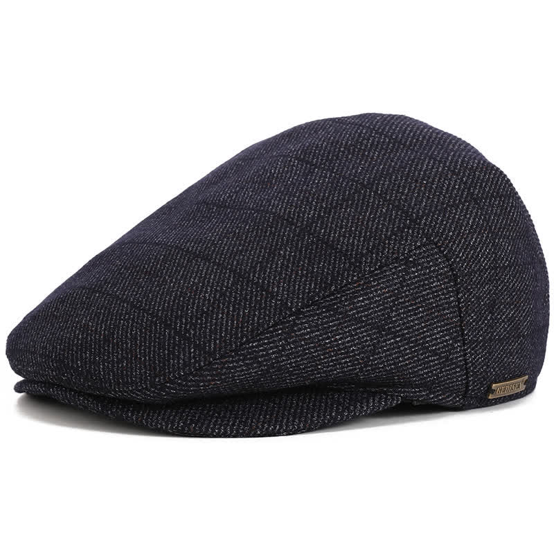 Sport Ivy Flat Cap with Earflap Beret - Black Check - Adjustable (about 22"-23 5/8") - image 10