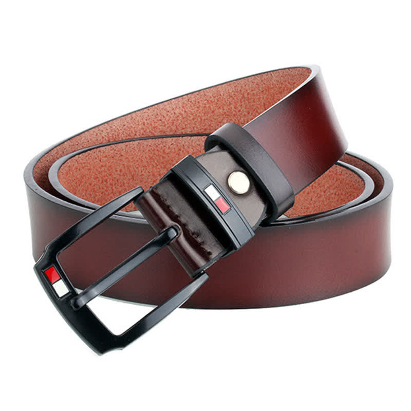 Men's Retro Black Buckle Leather Belt - image 9