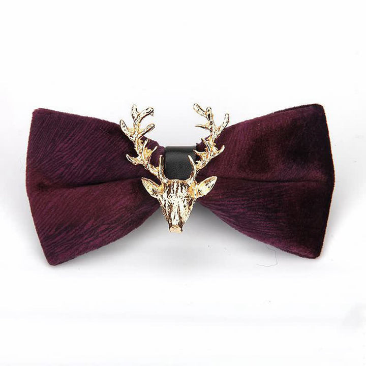 Men's Reindeer Head Velvet Bow Tie