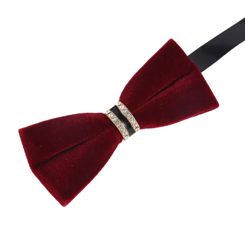 Men's Luxury Crystal Velvet Plain Bow Tie