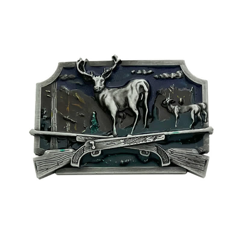 Men's DIY Deer Shotgun Hunter Buckle Leather Belt