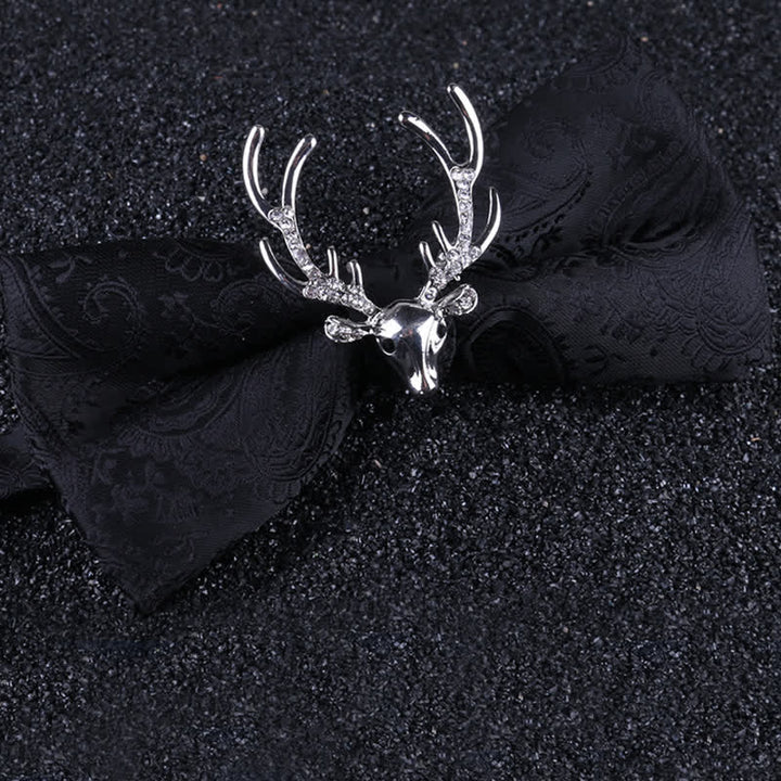 Men's Paisley Christmas Elk Head Decor Bow Tie - Black & Silver - image 8