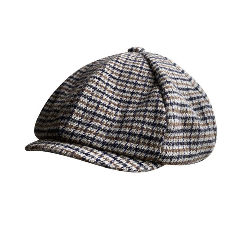 Houndstooth Checked Newsboy Beret Cap