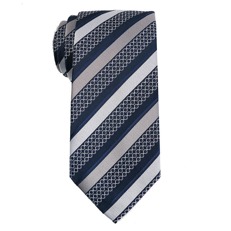 Men's Elegant Striped Series Necktie - Blue & Gray - image 7