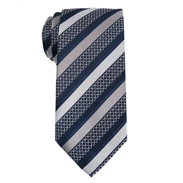 Men's Elegant Striped Series Necktie - Blue & Gray - image 9