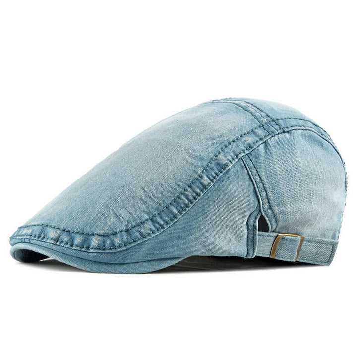 Simple Jean Denim Casquette Beret Cap - Light Blue - Adjustable (about 21 5/8"-23 5/8") - image 10