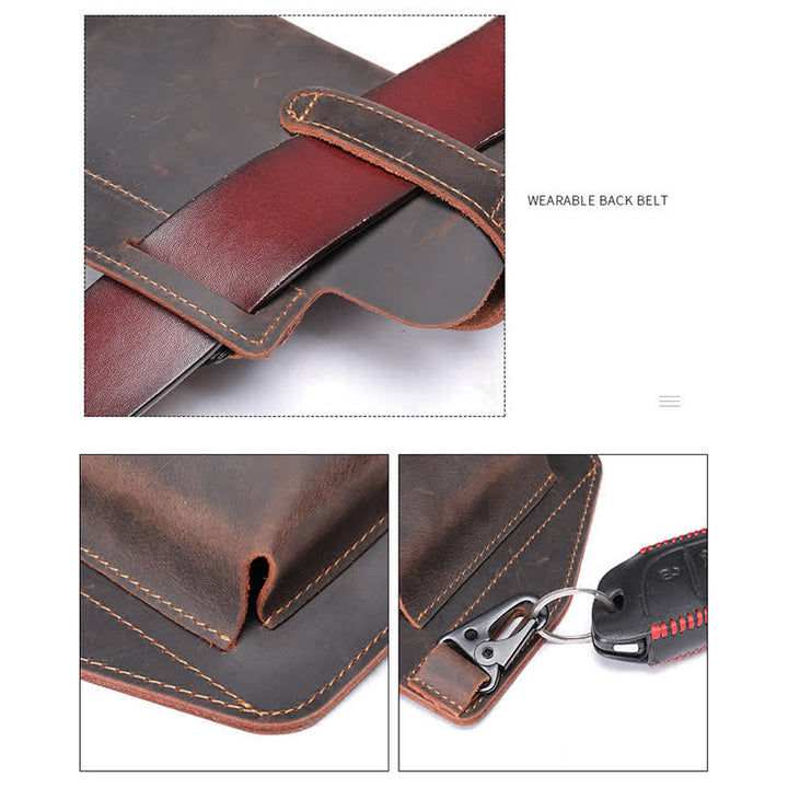 Minimalist Phone Crazy Horse Leather Belt Bag