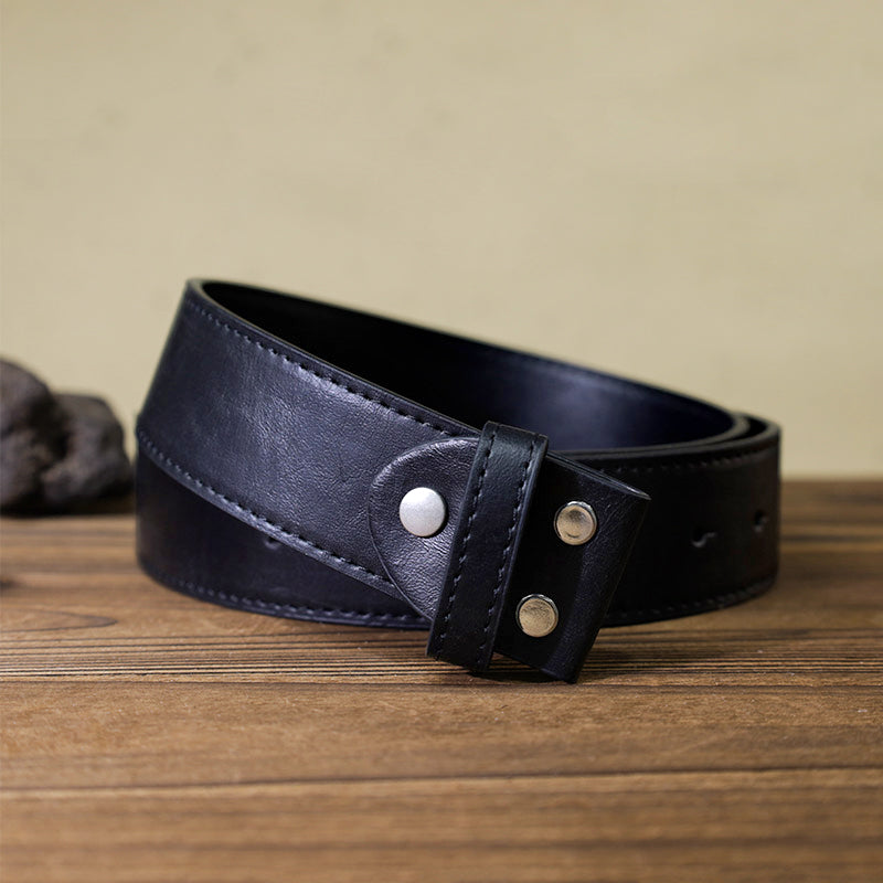 Men's DIY Blue Enamel Bear Paw Buckle Leather Belt