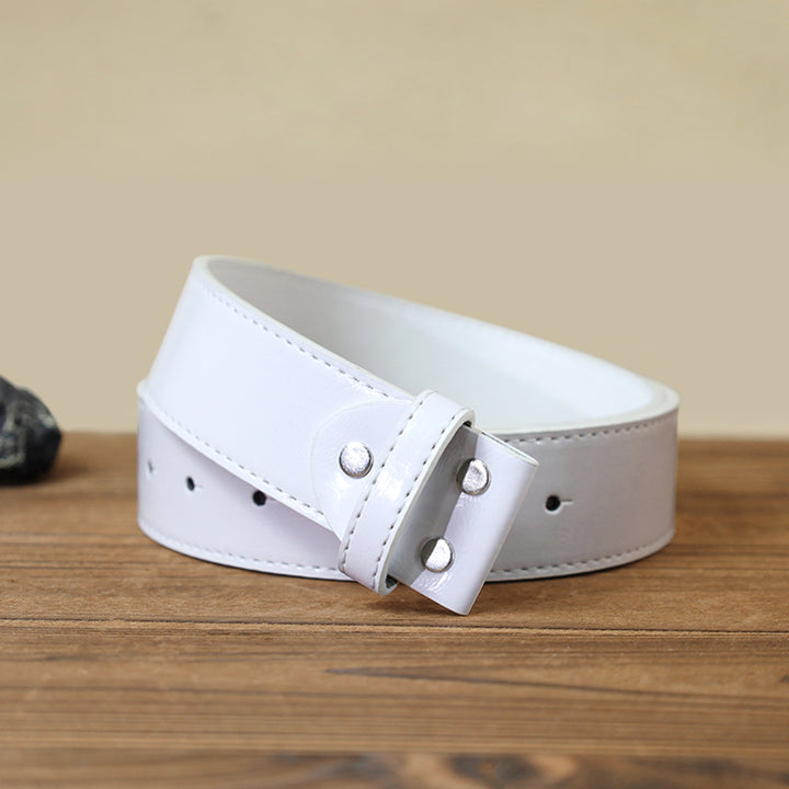 Men's DIY Silver Lone Star Buckle Leather Belt