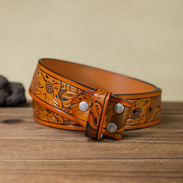 Men's DIY Colored Indian Chief Buckle Leather Belt