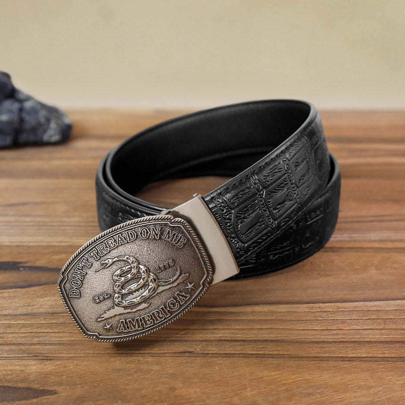 Men's DIY Snake Attitude Automatic Buckle Leather Belt