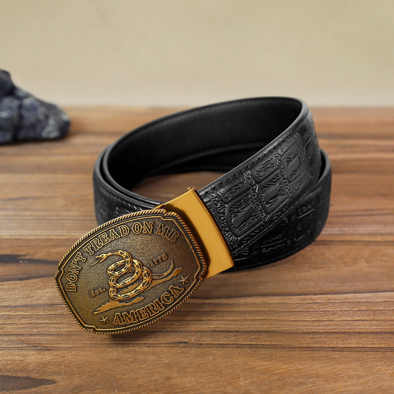 Men's DIY Snake Attitude Automatic Buckle Leather Belt