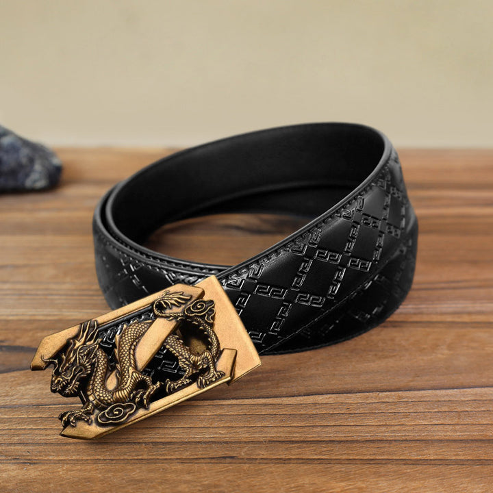 Men's DIY Letter Z Dragon Automatic Buckle Leather Belt