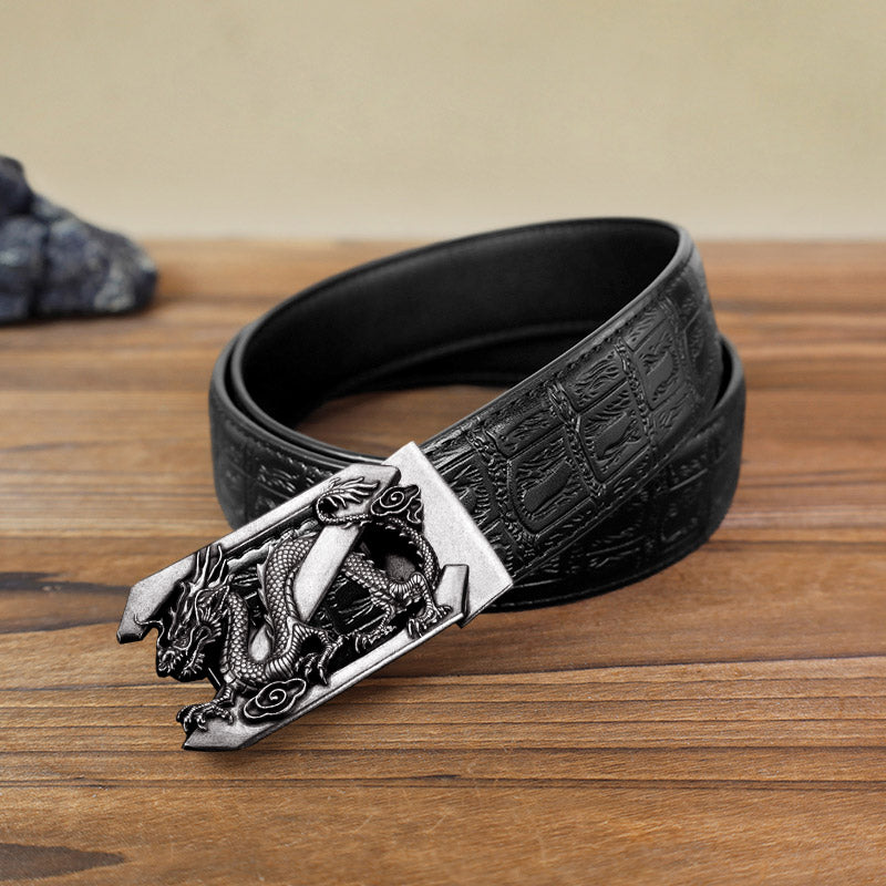 Men's DIY Letter Z Dragon Automatic Buckle Leather Belt