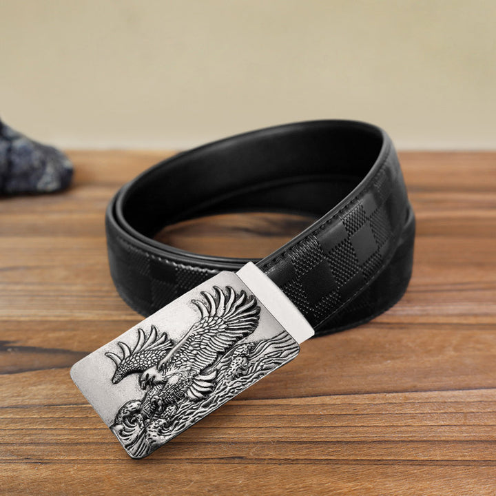 Men's DIY Eagle Spread Wings Automatic Buckle Leather Belt