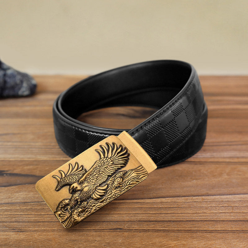 Men's DIY Eagle Spread Wings Automatic Buckle Leather Belt