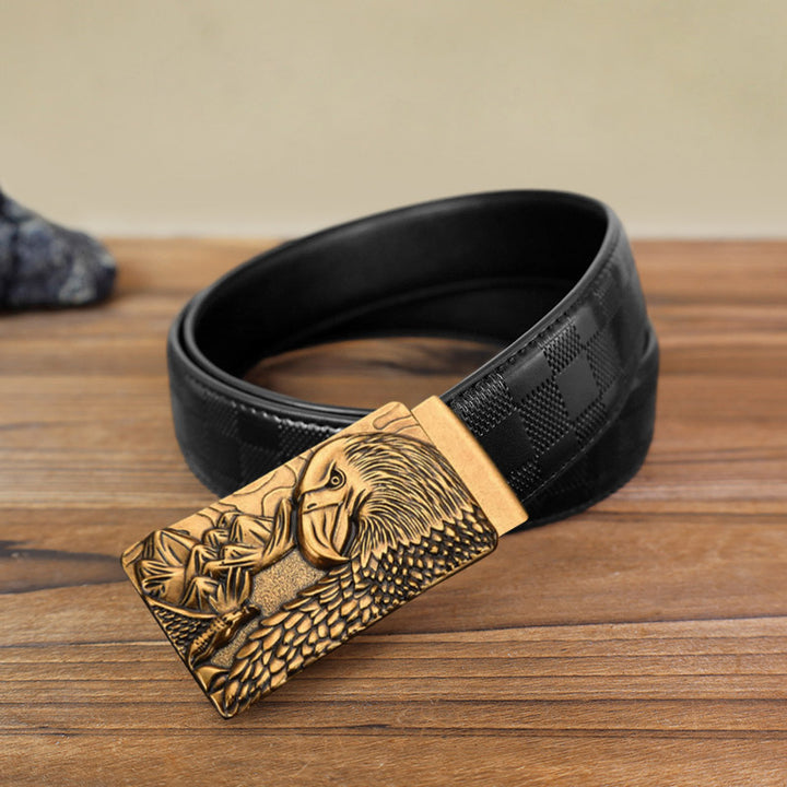 Men's DIY Strong Eagle Automatic Buckle Leather Belt