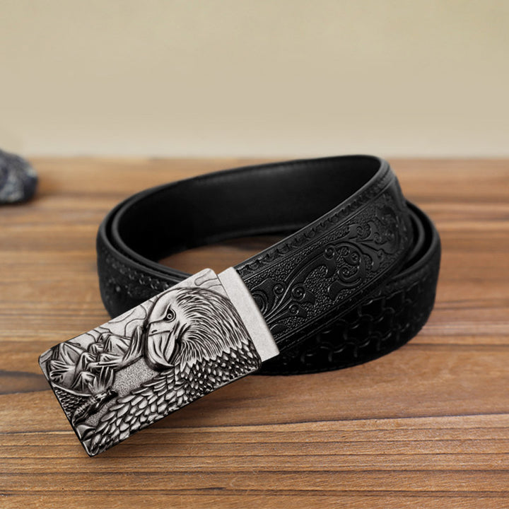 Men's DIY Strong Eagle Automatic Buckle Leather Belt