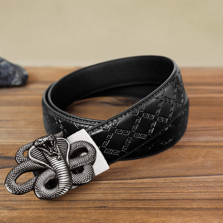 Men's DIY Mysterious Snake Automatic Buckle Leather Belt