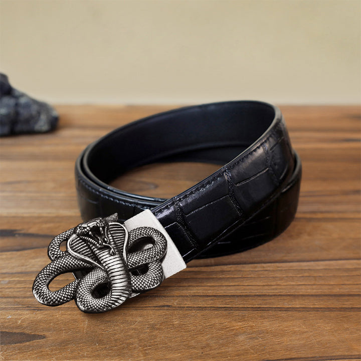 Men's DIY Mysterious Snake Automatic Buckle Leather Belt