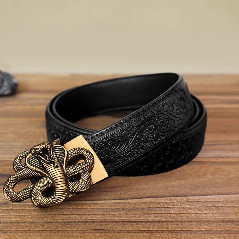 Men's DIY Mysterious Snake Automatic Buckle Leather Belt