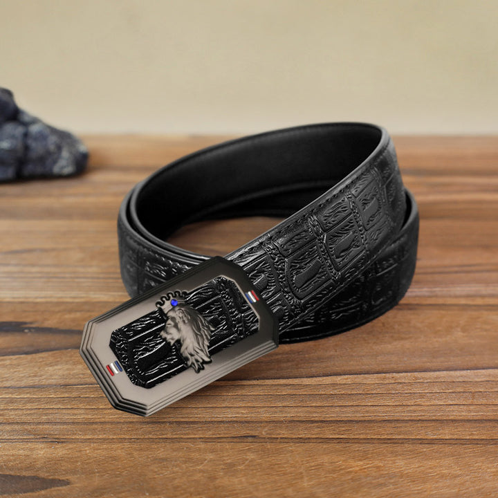 Men's DIY Lion King Automatic Buckle Leather Belt