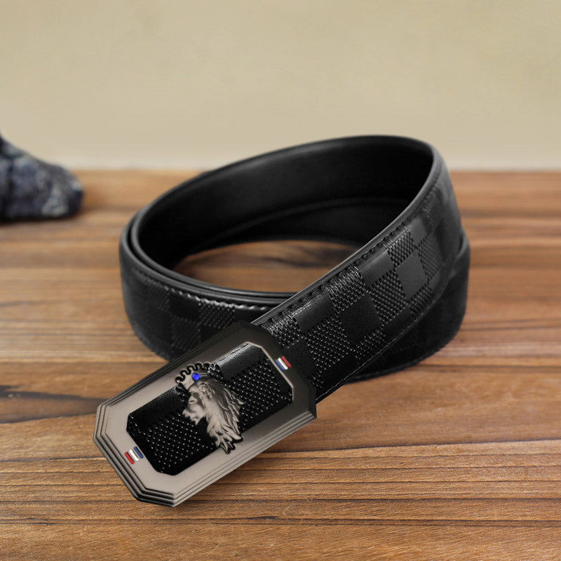 Men's DIY Lion King Automatic Buckle Leather Belt