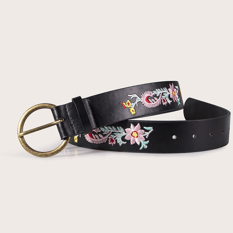 Women's Boho Floral Embroidery Ethnic Leather Belt